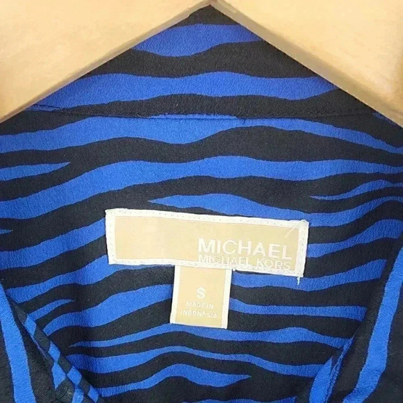 Micheal Kors Zebra Striped Full Zip Women's Long Sleeve Shirt S - Picture 5 of 8
